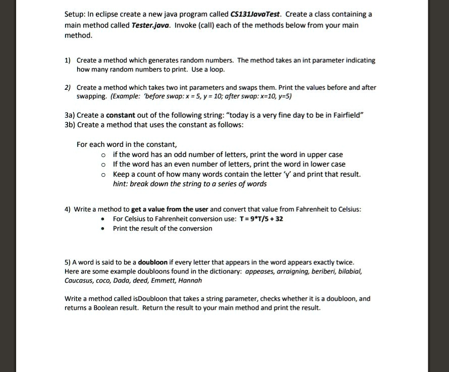 SOLVED: Create a method which generates random numbers. The method ...