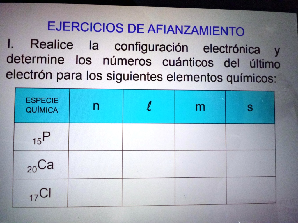 Configuracion Electronica Y Numeros Cuanticos Ejercicios