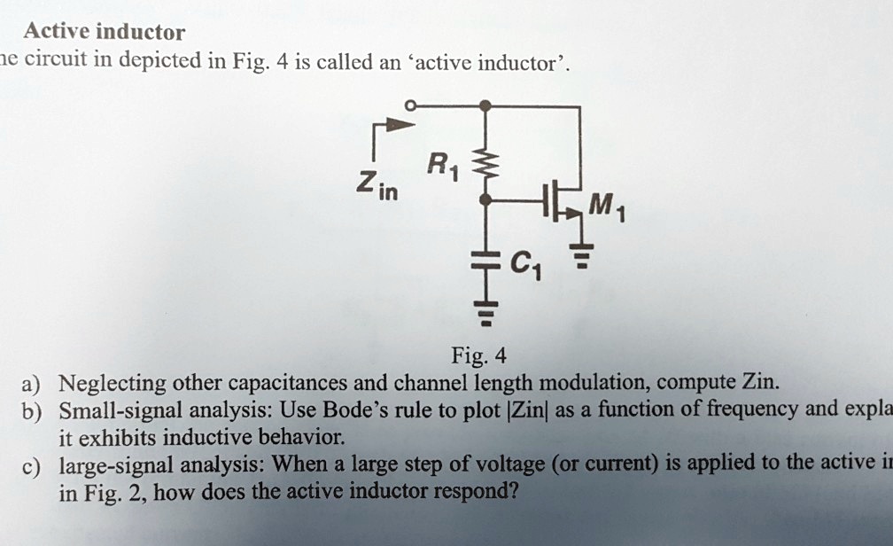 SOLVED Active inductor circuit depicted in Fig.4 is called an active