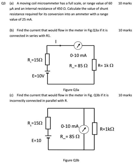 SOLVED Q3 a)A moving coil microammeter has a full scale,or range value