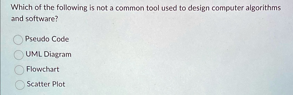 SOLVED: Which of the following is not a common tool used to design ...