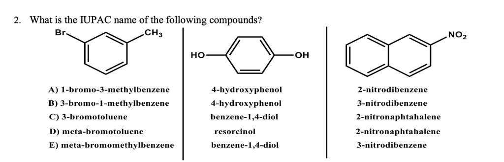 SOLVED: 2. What Is The IUPAC Name Of The Following Compounds? Br CH3 NO ...