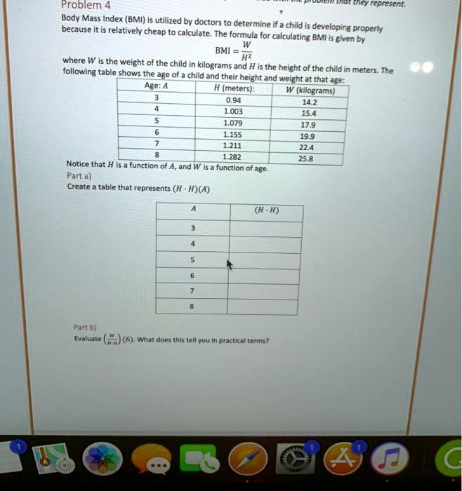 SOLVED: Problem redresent Body Mass Index (BMI) utilized by doctors to ...