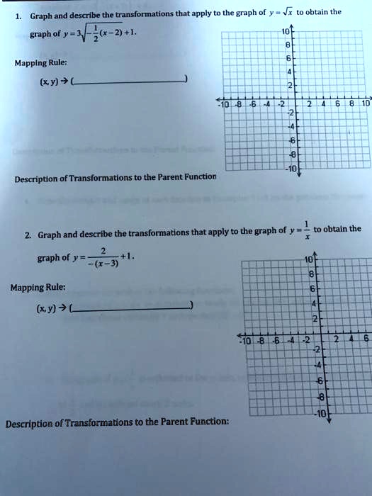 Solved Graph And Describe The Transformations That Apply To The Graph Of Y Js Obtain The Graph Of Y 3 6 2 1 Mapping Rule Xy V Description Of Transformations To The Parent Function Graph
