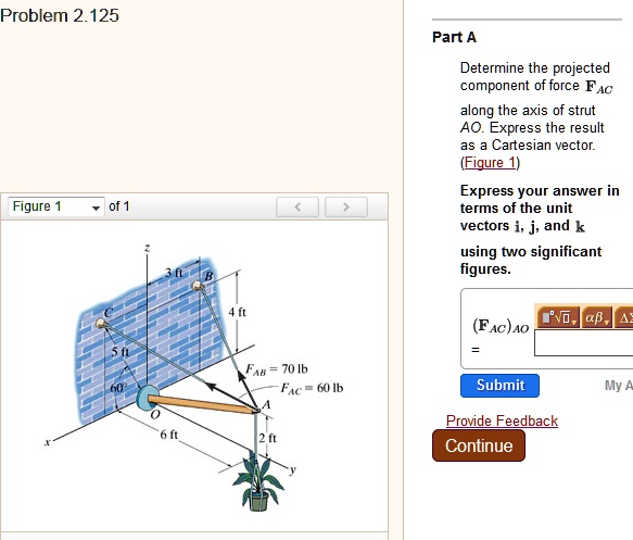 SOLVED: Problem 2.125 Part A Determine the projected component of force ...