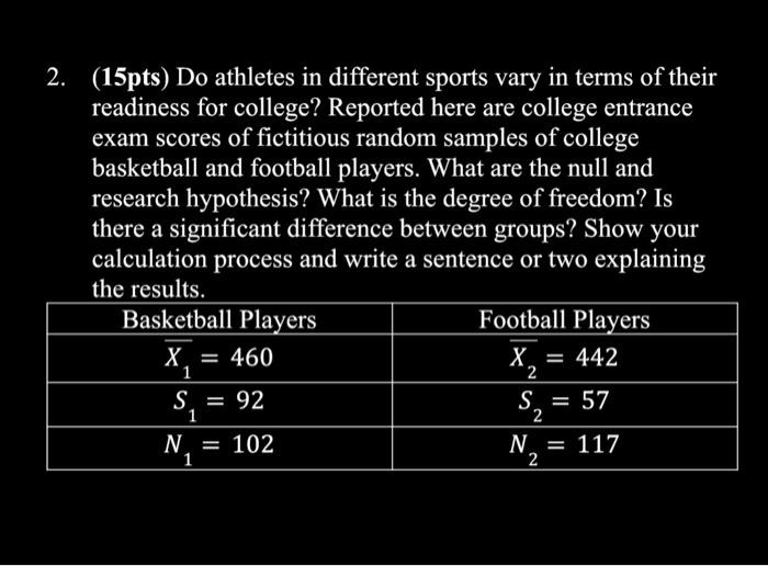 SOLVED: Do Athletes In Different Sports Vary In Terms Of Their ...