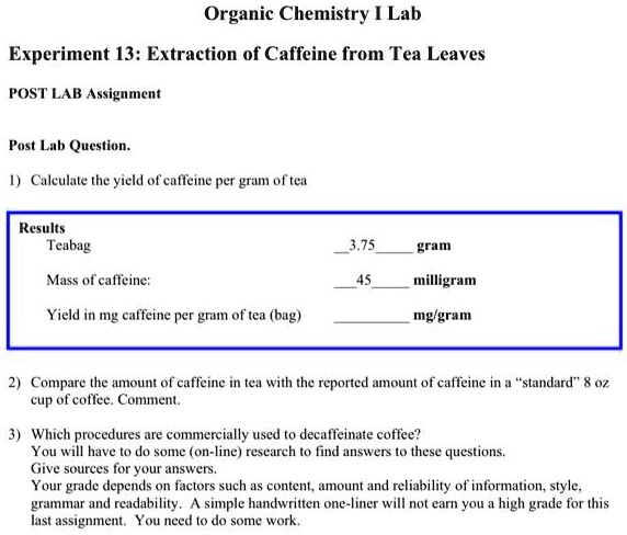 caffeine extraction lab report