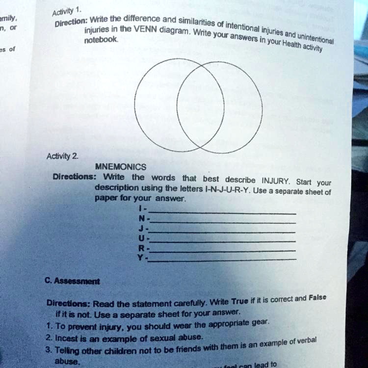 SOLVED: Activity 1. Direction: Write the differences and similarities