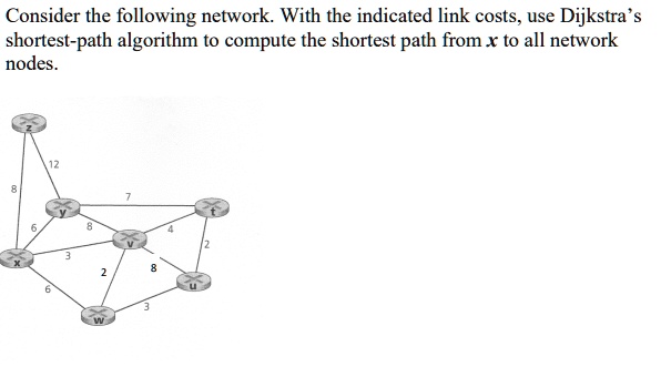 Consider the following network. With the indicated link costs, use ...