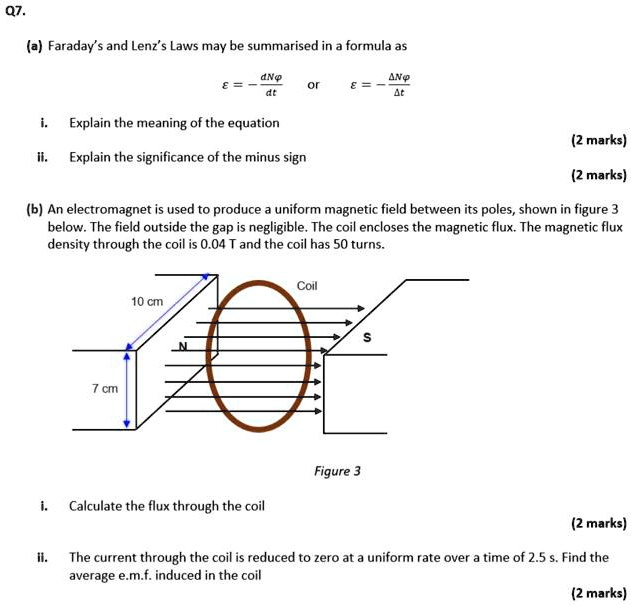 SOLVED (a) Faraday's and Lenz's Laws may be summarized in a formula as