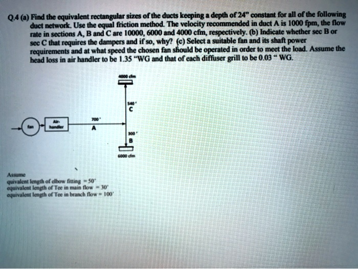 SOLVED Q.4 Find the equivalent rectangular sizes of the ducts, keeping
