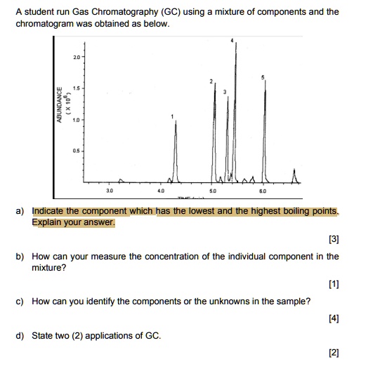 SOLVED A student run Gas Chromatography (GC using a mixture of