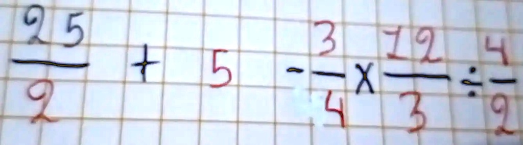 (25)/(2) + 5 - (3)/(4) ×(12)/(3) ÷(4)/(9)