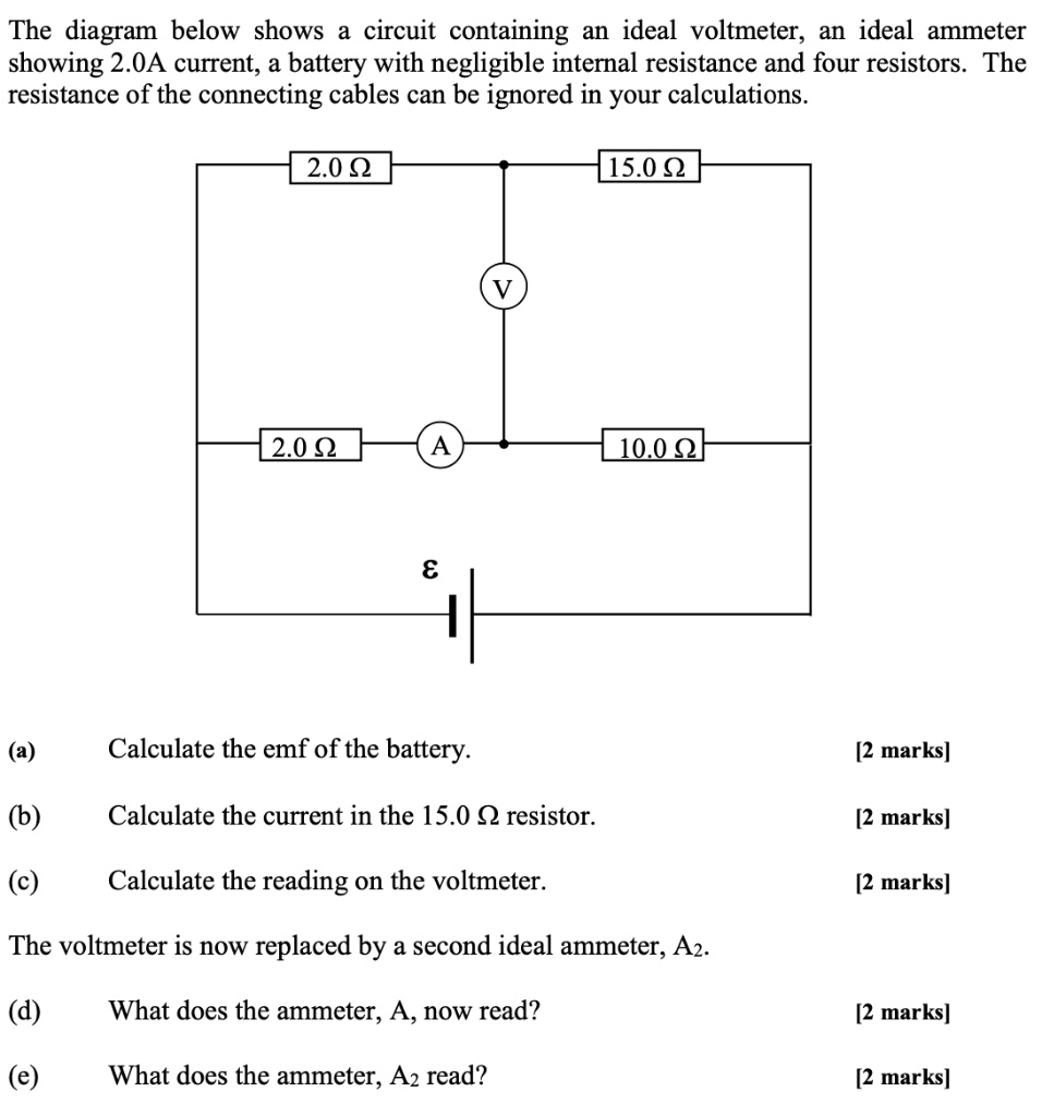 SOLVED The diagram below shows a circuit containing an ideal voltmeter