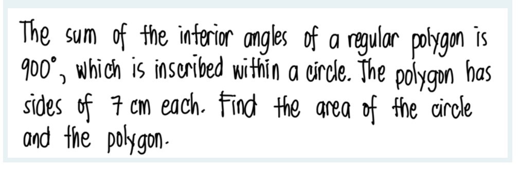 SOLVED: The sum of the interior angles of a regular polygon is 900^∘