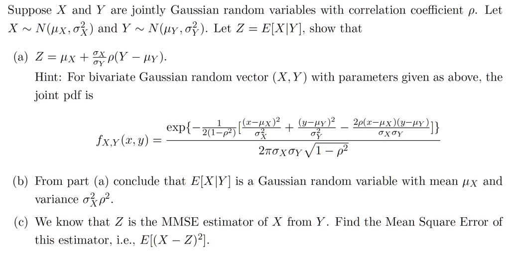 Solved Suppose X And Y Are Jointly Gaussian Random Variables With Correlation Coefficient P