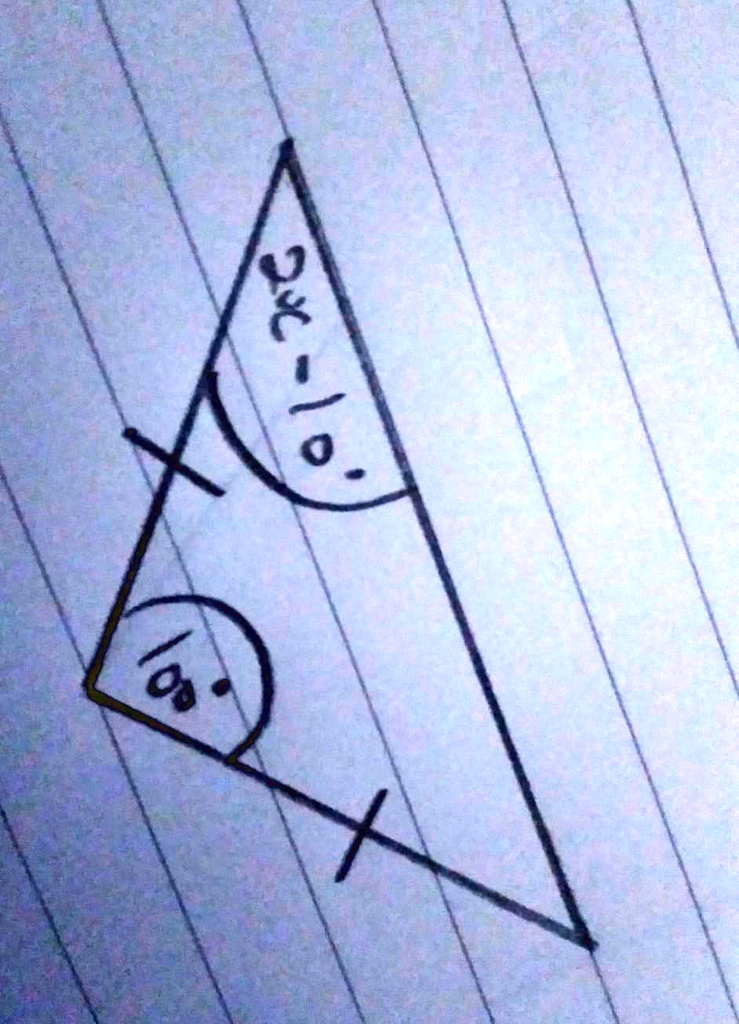 SOLVED 'solve the equation of isosceles triangle and find the x 90 3'
