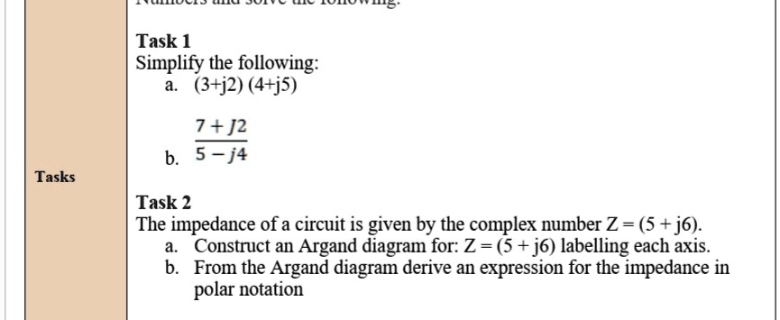 Task 1 simplify the following 3j2 4j5 7 j2 5 j4 tasks task 2...