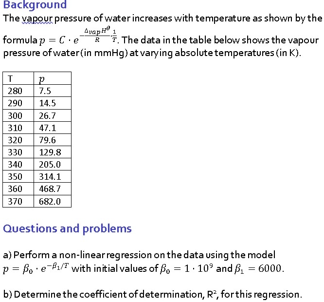 the vapour pressure of water increases with temperature as shown by the formula p c e vaph0 r t the data in the table below shows the vapour pressure of water in mmhg at varying absolute tem 30513