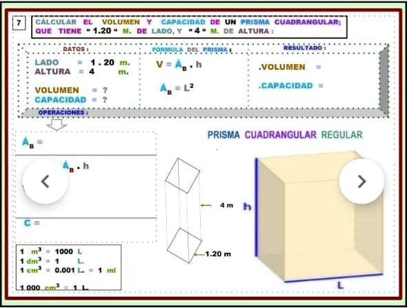 SOLVED: calcular el volumen Y capacidad de un prisma cuadrangular que
