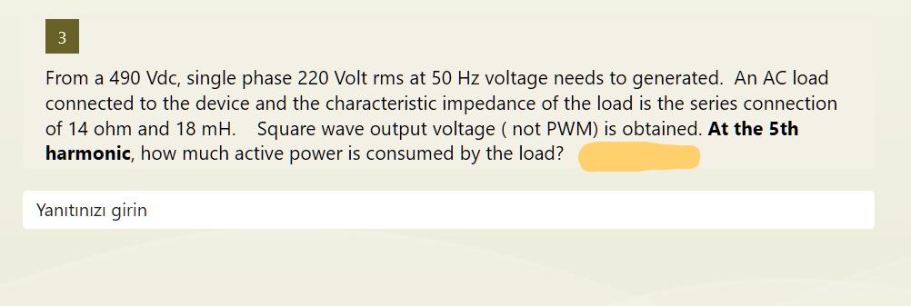 SOLVED: Texts: From a 490 Vdc, single phase 220 Volt rms at 50 Hz ...