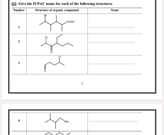 Solved: O2-give The Iupac Name For Each Of The Following Structures 