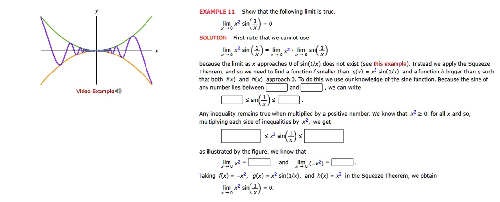 SOLVED: EXAMPLE 11: Show that the following limit is true. lim x sin(x ...