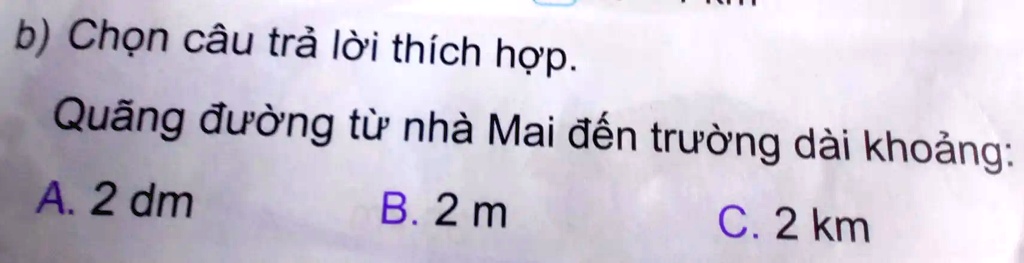 Solved B Chá N CÃ¢u Tráº£ Lá I ThÃ­ch Há£p QuÃ£ng Ä‘Æ°á Ng Tá