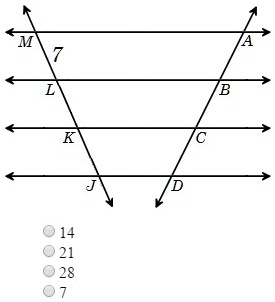 SOLVED: 'In the figure, the horizontal lines are parallel and AB=BC=CD ...