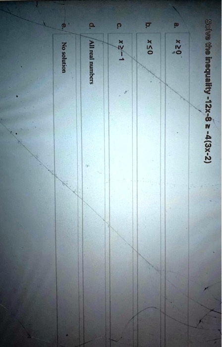 solie 8 20 8 inequality 12x 8 43 2 no solution all real numbers 42033