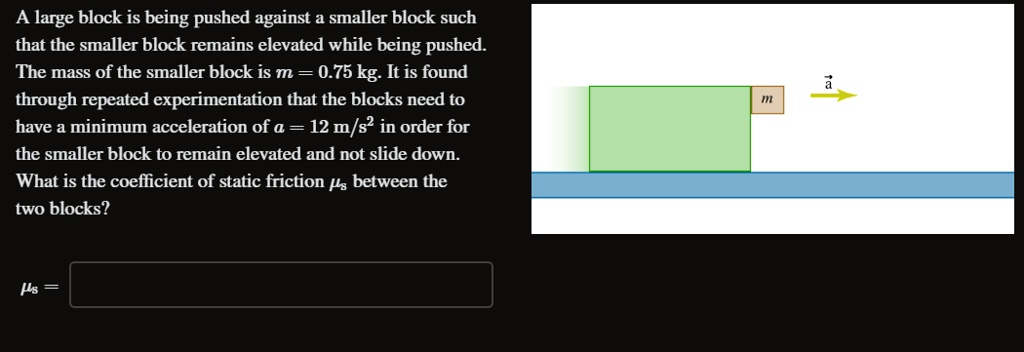 large block is being pushed against a smaller block such that the ...