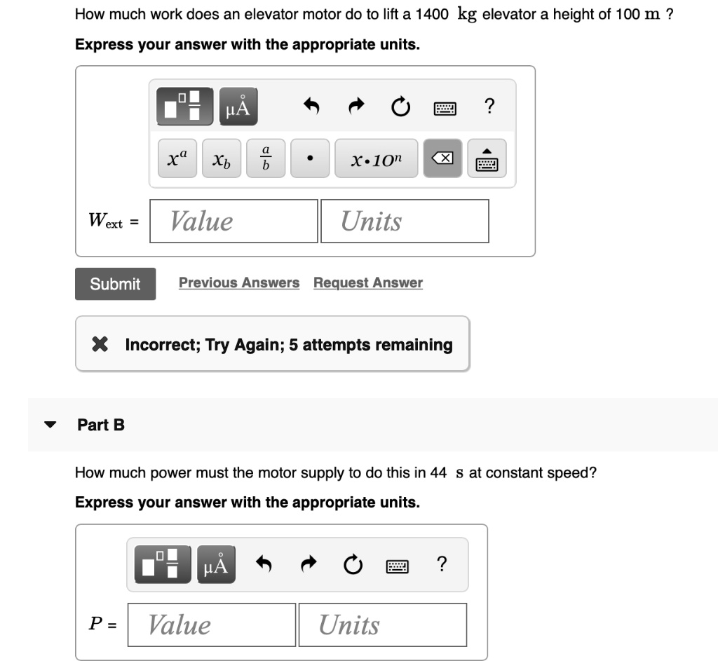 SOLVED How much work does an elevator motor do to lift a 1400 kg