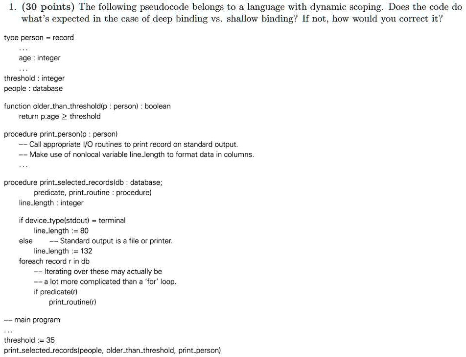 Video Solution: 1.(30 Points The Following Pseudocode Belongs To A 