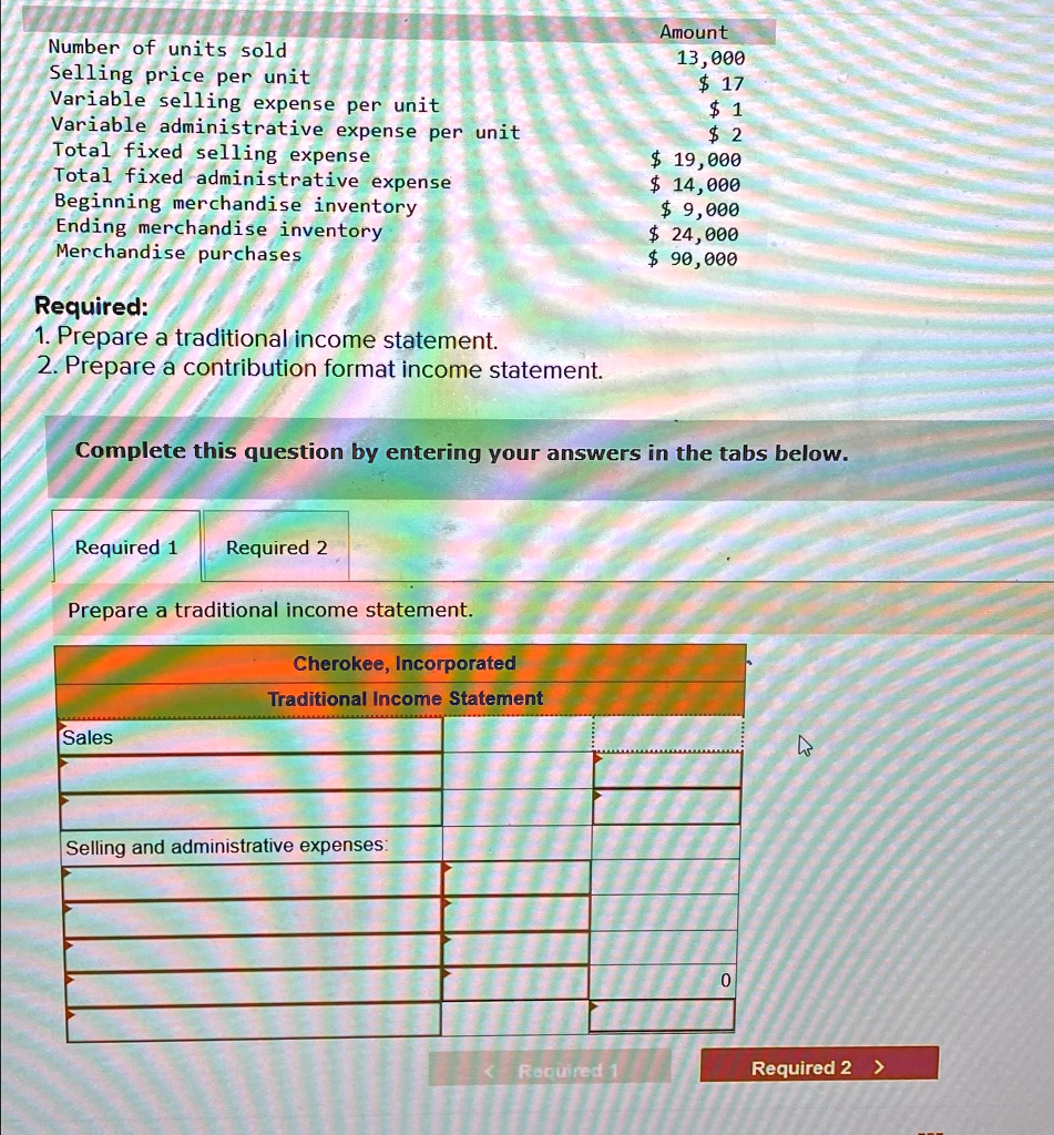 SOLVED: Prepare a contribution format income statement.