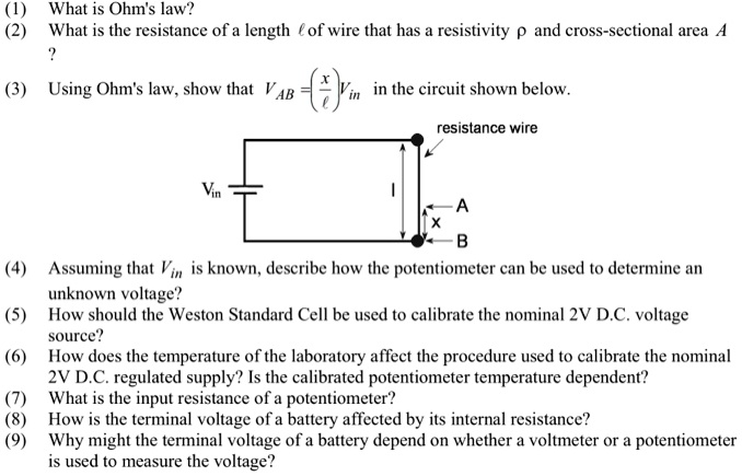 What is Ohm's law? What is the resistance of a length € of wire that ...