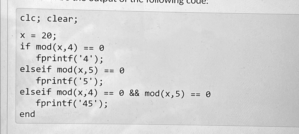 SOLVED: The text provided appears to be a code written in MATLAB. Here ...