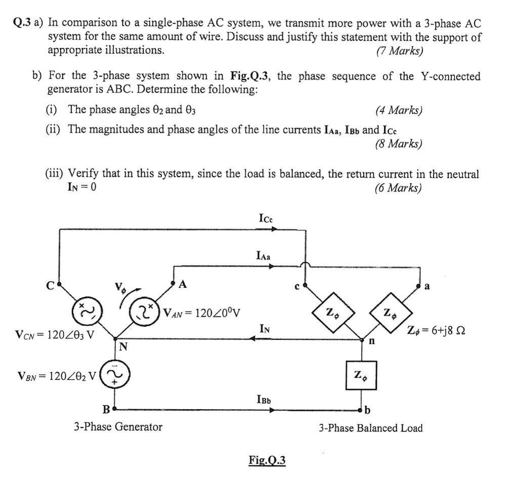 SOLVED Q.3 A) In Comparison To A Singlephase AC System, We Transmit 