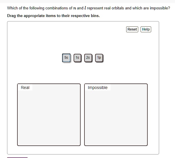 SOLVED Which of the following combinations of n and [ represent real
