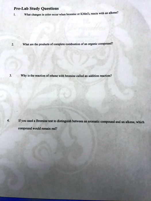 SOLVED PreLab Study Questions What changes Color occur when brominc