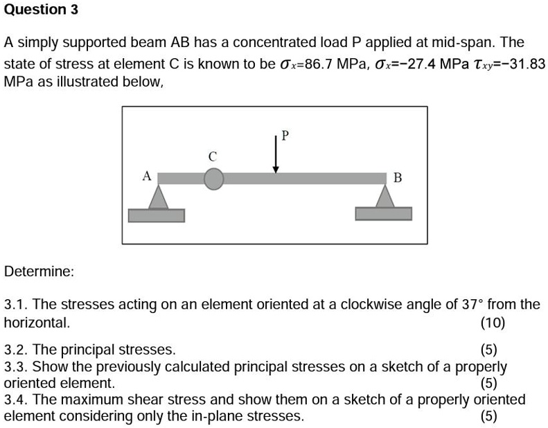 SOLVED: A simply supported beam AB has a concentrated load P applied at ...