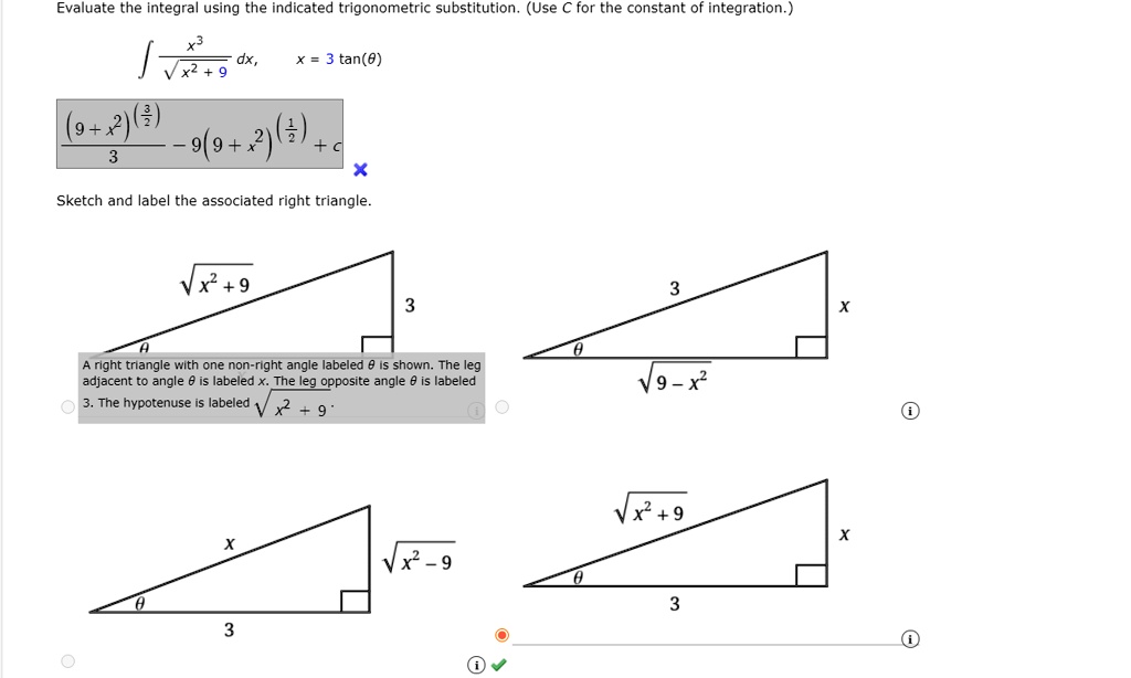 SOLVED: Evaluate the integral using the indicated trigonometric ...