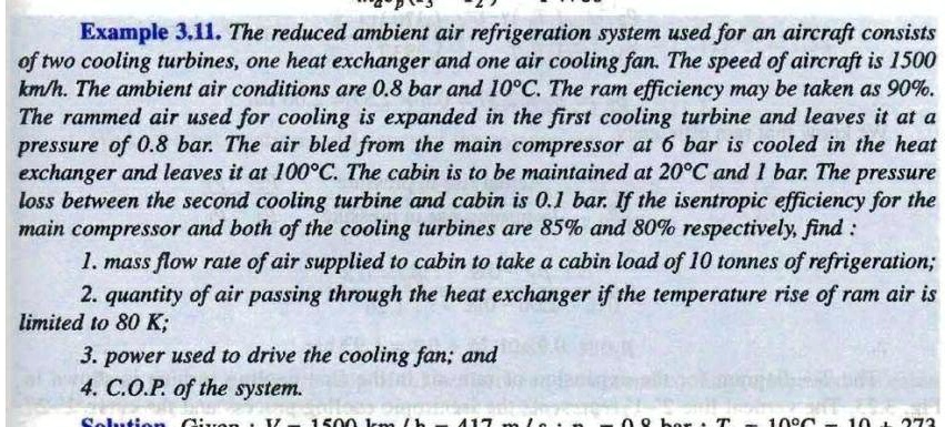 SOLVED: Example 3.11. The reduced ambient air refrigeration system used