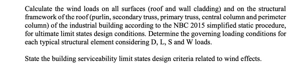 SOLVED:Calculate the wind loads on all surfaces (roof and wall cladding ...