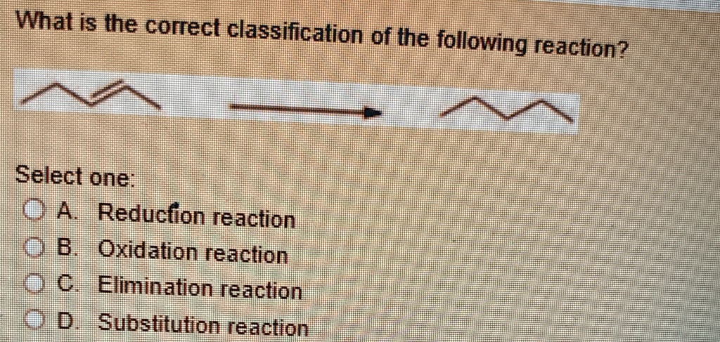 What is the correct classification of the following reaction? Select