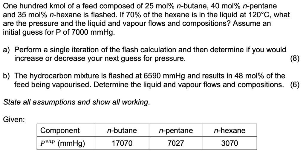 SOLVED PLEASE DO b) One hundred kmol of a feed composed of 25 mol n