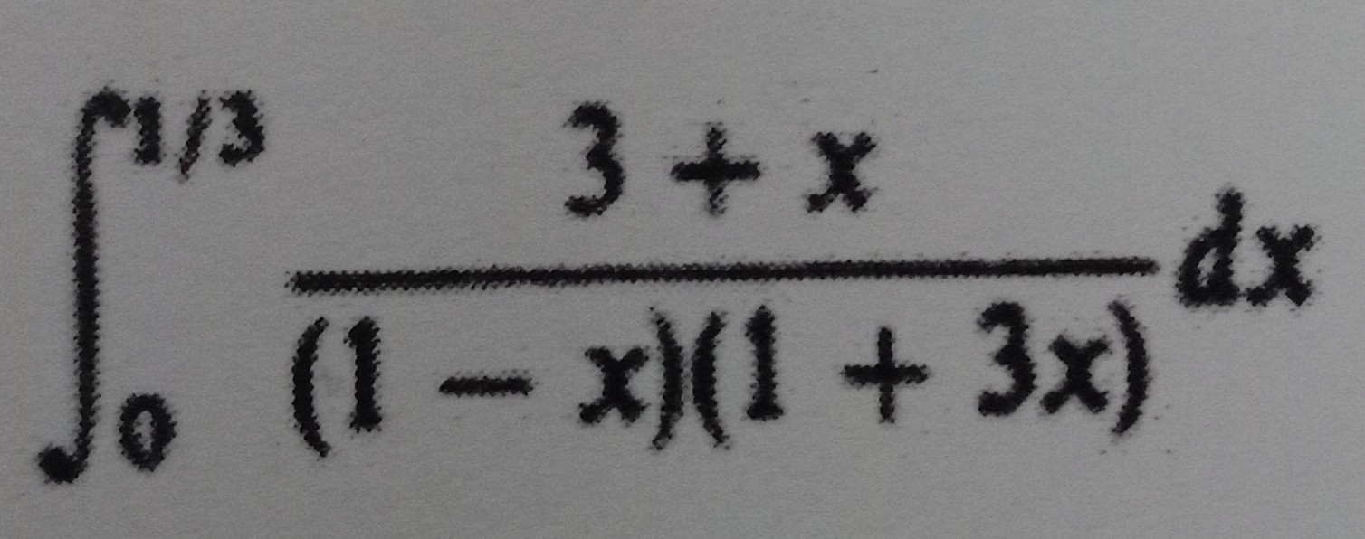 ( int0^1 / 3 frac3+x(1-x)(1+3 x) d x )