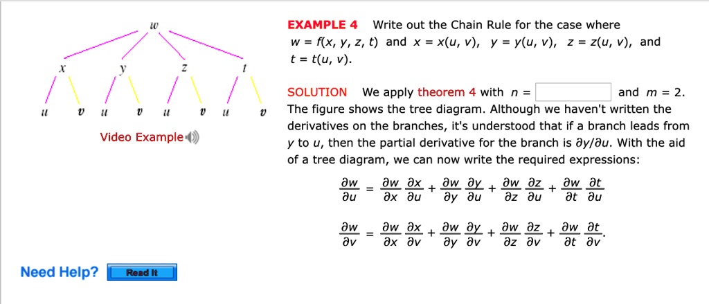 Solved Example 4 Write Out The Chain Rule For The Case Where W F X Y 2 T And X X U V Y Y U V 2 Z U V And T Solved Example 4 Write Out The Chain Rule For The Case Where W F X Y 2 T And X X U V Y Y U V 2 Z U V And T
