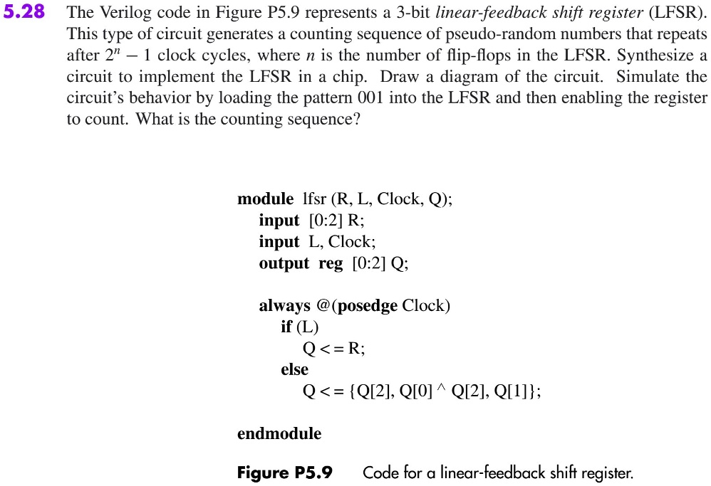 SOLVED: 5.28 The Verilog Code In Figure P5.9 Represents A 3-bit Linear ...