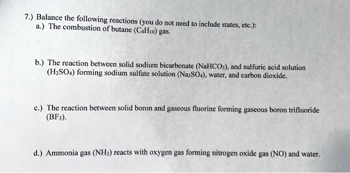 Video Solution: 7.) Balance The Following Reactions (you Do Not Need To 