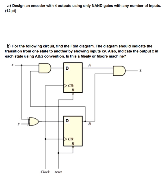 SOLVED: a) Design an encoder with 4 outputs using only NAND gates with ...